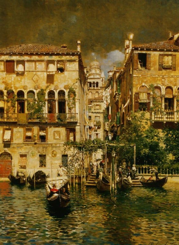 Ruben Santoro - Leaving A Residence On The Canal Grande museum quality