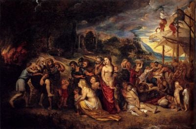 art oil painting reproduction of  Rubens Aeneas And His Family Departing From Troy museum quality handmade