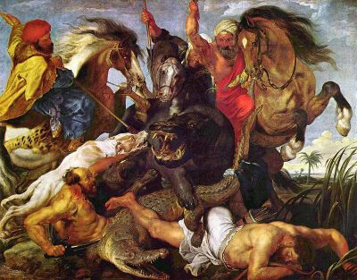 art oil painting reproduction of  Rubens Hunt For Crocodile And Hypopotamus museum quality handmade