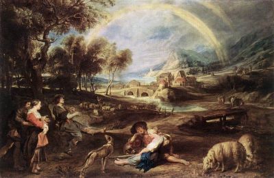art oil painting reproduction of  Rubens Landscape With A Rainbow 1632 museum quality handmade