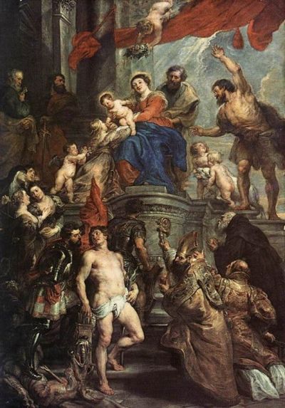 art oil painting reproduction of  Rubens Madonna Enthroned With Child And Saints museum quality handmade