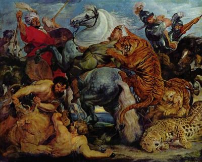 art oil painting reproduction of  Rubens The Tiger And Lion Hunt museum quality handmade