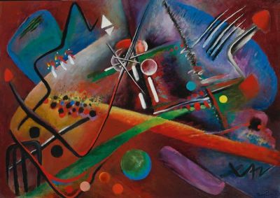 art oil painting reproduction of  Rudolf Bauer Con Roso 1918 museum quality handmade