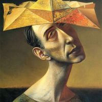 Rudolf Hausner Yellow Jester Hat 1974