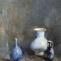 S Ren Emil Carlsen Blue Vases C.1919 Hand Painted Reproduction