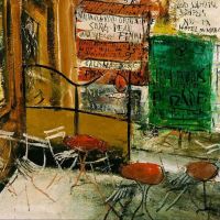 Saeki Y Z 1898 - 1928 Caf Terrace With Posters 1927