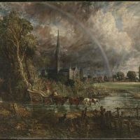 Salisbury Cathedral From The Meadows - Landscape By John Constable