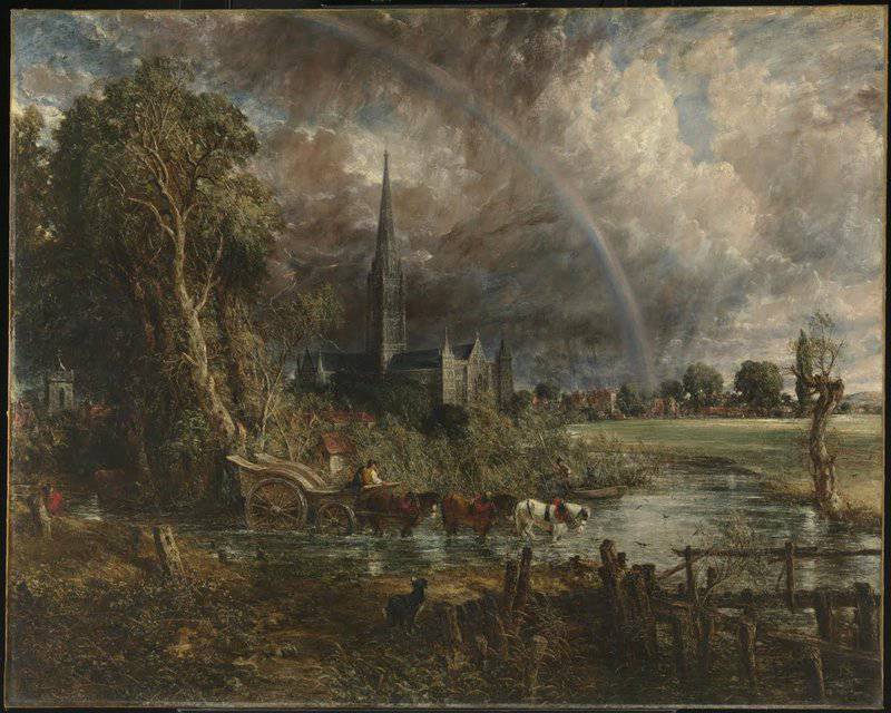 Salisbury Cathedral From The Meadows - Landscape By John Constable museum quality