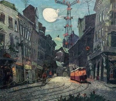 art oil painting reproduction of  Samuil Kaplan Landscape With A Moonwalker 1975 museum quality handmade