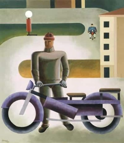 art oil painting reproduction of  Sandor Bortnyik Motorrider 1928 museum quality handmade