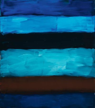 art oil painting reproduction of  Sean Scully Landline Brown Blue Bars - 2015 museum quality handmade