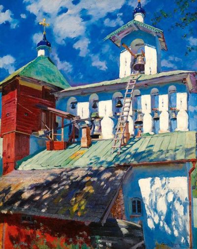 art oil painting reproduction of  Sergei Arsenevich Vinogradov The Belfry Of The Pskovopechersky Monastery - 1929 museum quality handmade