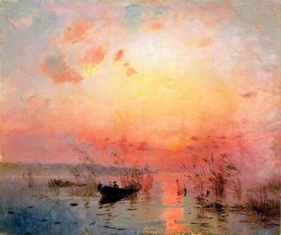 art oil painting reproduction of  Sergej Vasil Kovskij Sunset On The Lake museum quality handmade