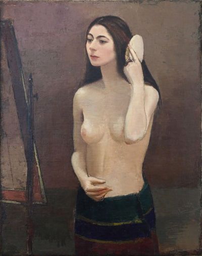 art oil painting reproduction of  Sergius Pauser Girl In Front Of The Mirror 1931 museum quality handmade