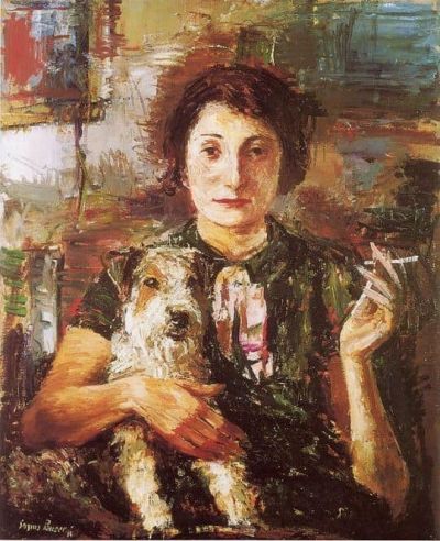 art oil painting reproduction of  Sergius Pauser Lady With Dog 1934 museum quality handmade