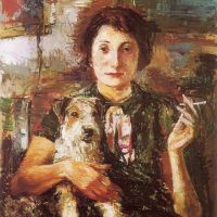 Sergius Pauser Lady With Dog 1934 Hand Painted Reproduction