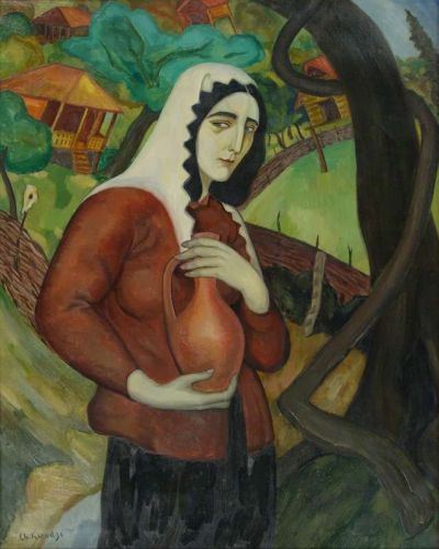 art oil painting reproduction of  Shalva Kikodze Gurian Woman With A Jug 1921 museum quality handmade