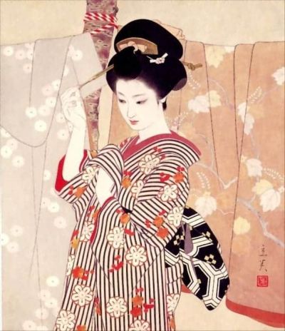 art oil painting reproduction of  Shimura Tatsumi Short Sleeve Kimono 1960 museum quality handmade
