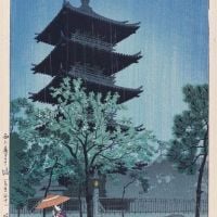 Shiro Kasamatsu Evening Rain Yanaka Pagoda Tokyo 1932