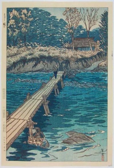 art oil painting reproduction of  Shiro Kasamatsu Footbridge At Musashi Arashiyama 1953 museum quality handmade