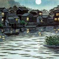 Shiro Kasamatsu Rising Moon At River Katase 1953