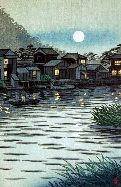 art oil painting reproduction of  Shiro Kasamatsu Rising Moon At River Katase 1953 museum quality handmade