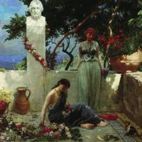 Siemiradzki Henryk Girls On The Terrace At The Bust Of Homer 1890
