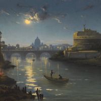 Siemiradzki Henryk View Of The Castel Sant Angelo With Saint Peter S In The Distance