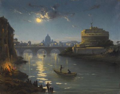 art oil painting reproduction of  Siemiradzki Henryk View Of The Castel Sant Angelo With Saint Peter S In The Distance museum quality handmade