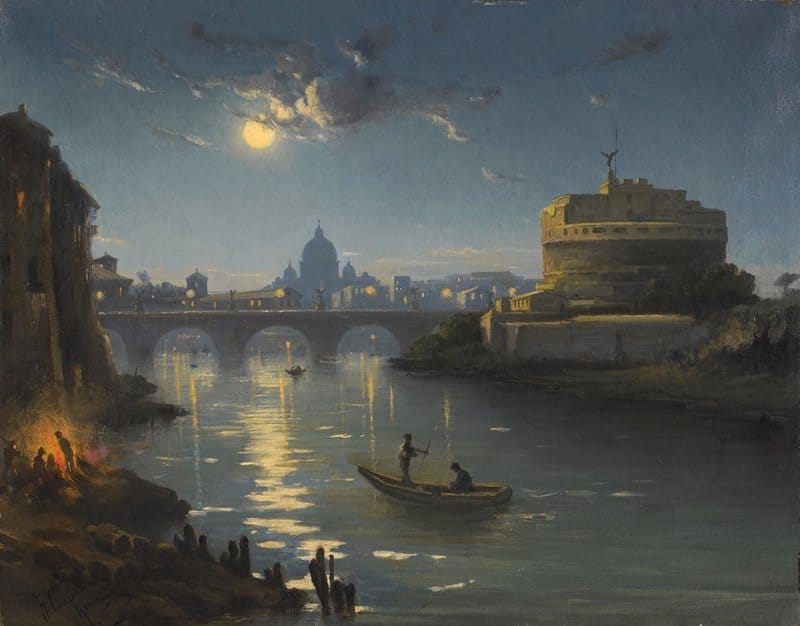Siemiradzki Henryk View Of The Castel Sant Angelo With Saint Peter S In The Distance museum quality