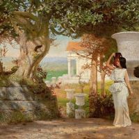 Siemiradzki Henryk Water Bearer In An Classical Landscape With Olive Trees 1870