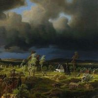 Simeon Marcus Larson Forslandskap With Tvid S Old Church In The Background