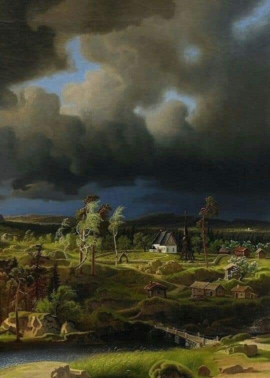 Simeon Marcus Larson Forslandskap With Tvid S Old Church In The Background museum quality