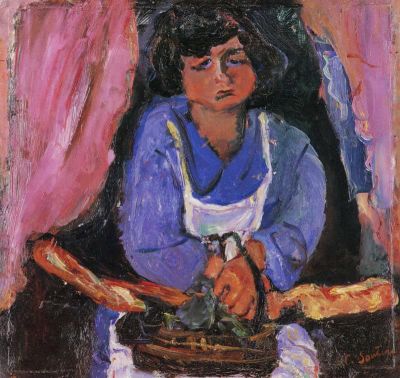 art oil painting reproduction of  Soutine Servant Girl In Blue museum quality handmade