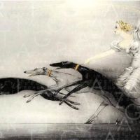 Speed - An Art Deco Flapper Running With Greyhounds Louis Icart