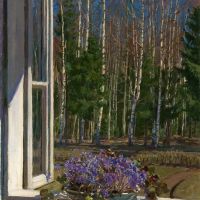 Stanislav Yulianovich Zhukovski Spring Landscape With Violets 1935