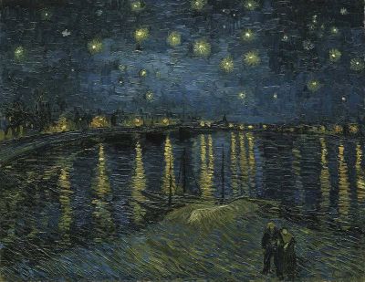 art oil painting reproduction of  Starry Night Over The Rhone - Landscape By Vincent Van Gogh museum quality handmade