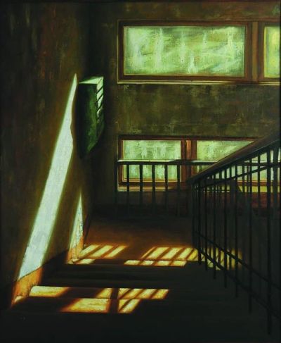 art oil painting reproduction of  Stepan Korotkov At The Staircase - 1991 museum quality handmade