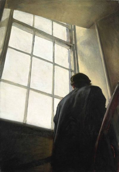 art oil painting reproduction of  Stephen Conroy Man In Stairs C.a. 1993 museum quality handmade