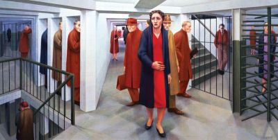 art oil painting reproduction of  Tooker - Subway 1950 By George Tooker museum quality handmade