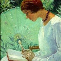 Susan Ricker Knox Reading In The Garden 1925 Hand Painted Reproduction