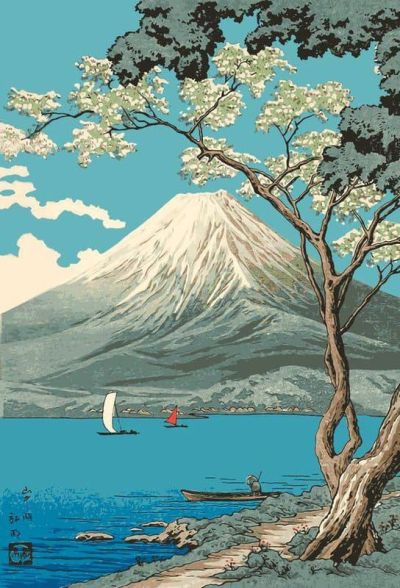 art oil painting reproduction of  Takahashi Hiroaki Mt. Fuji From Lake Yamanaka museum quality handmade