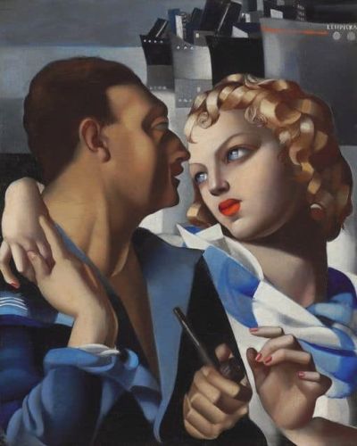 art oil painting reproduction of  Tamara De Lempicka Idylle - Le Depart museum quality handmade