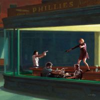 Tarantino Hopper Nighthawks Pulp Fiction artwork on canvas