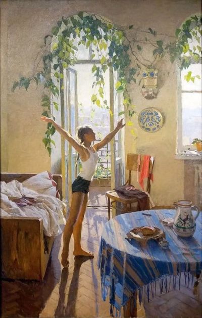 art oil painting reproduction of  Tetyana Yablonska Morning 1954 museum quality handmade