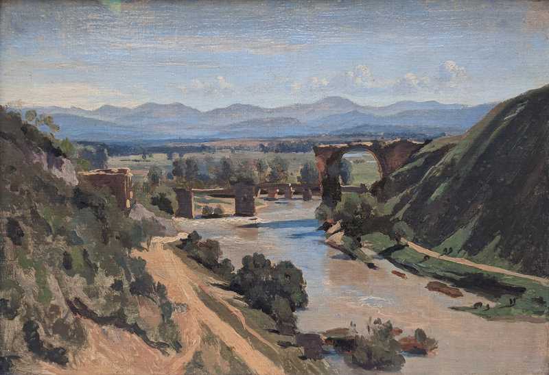 The Bridge At Narni - Landscape By Jean-baptiste-camille Corot museum quality