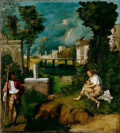 art oil painting reproduction of  The Tempest - Landscape By Giorgione museum quality handmade