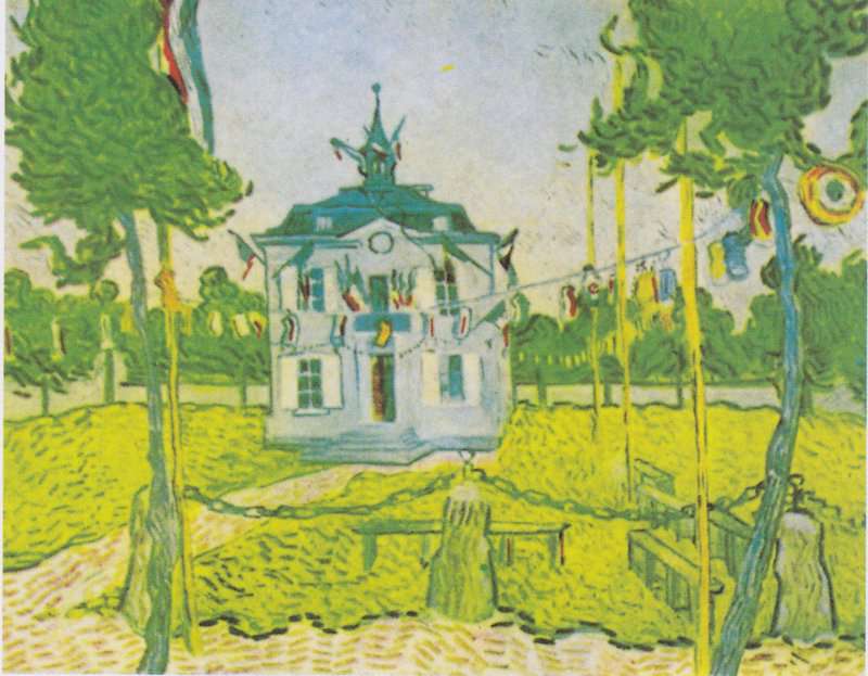 The Town Hall At Auvers - Landsacpe By Vincent Van Gogh museum quality