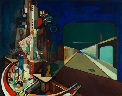 art oil painting reproduction of  Theodore J. Roszak 42nd Street - Times Square - 1936 museum quality handmade