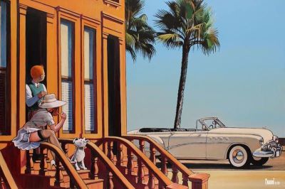 art oil painting reproduction of  Tintin Hopper Before The Trip Par Xavier Marabout museum quality handmade